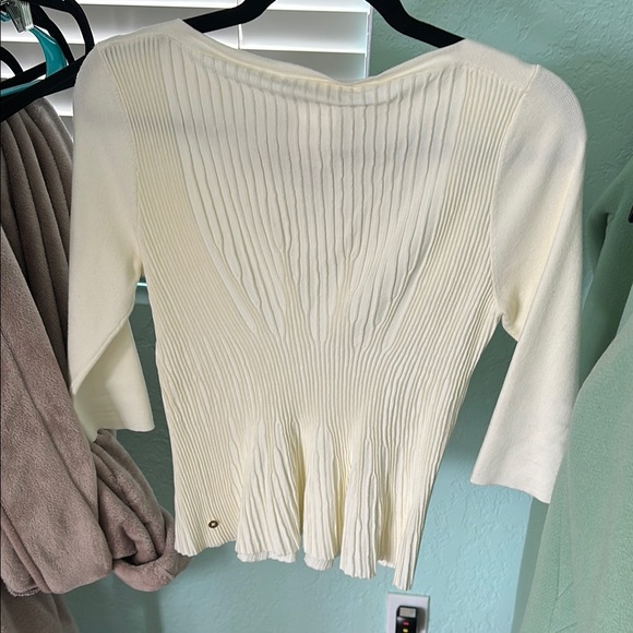 White Ribbed Sweater Top - Picture 2 of 3